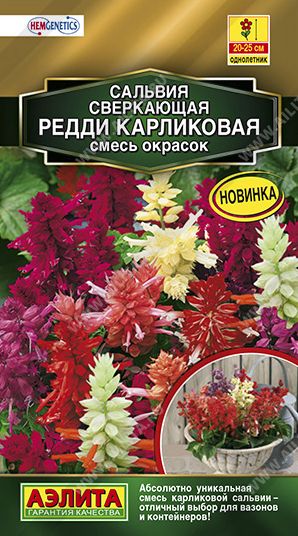 Семена Сальвия (Аэлита) Редди карликовая смесь 5шт