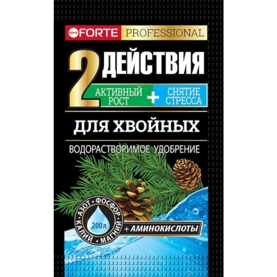 Удобрение сухое Форте для хвойных с аминокислотами 100 г (Русинхим)