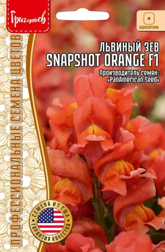 Семена Львиный зев (Редкие Семена) Оранжевый Снэпшот Orange 5шт