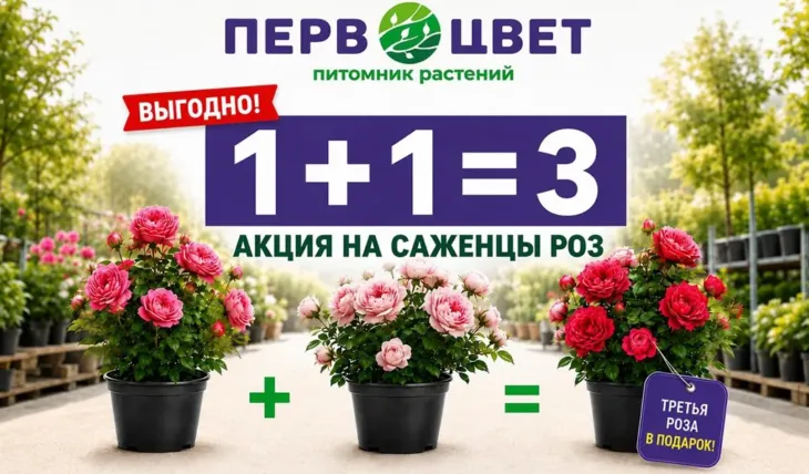 Акция! 1+1=3 на саженцы роз!